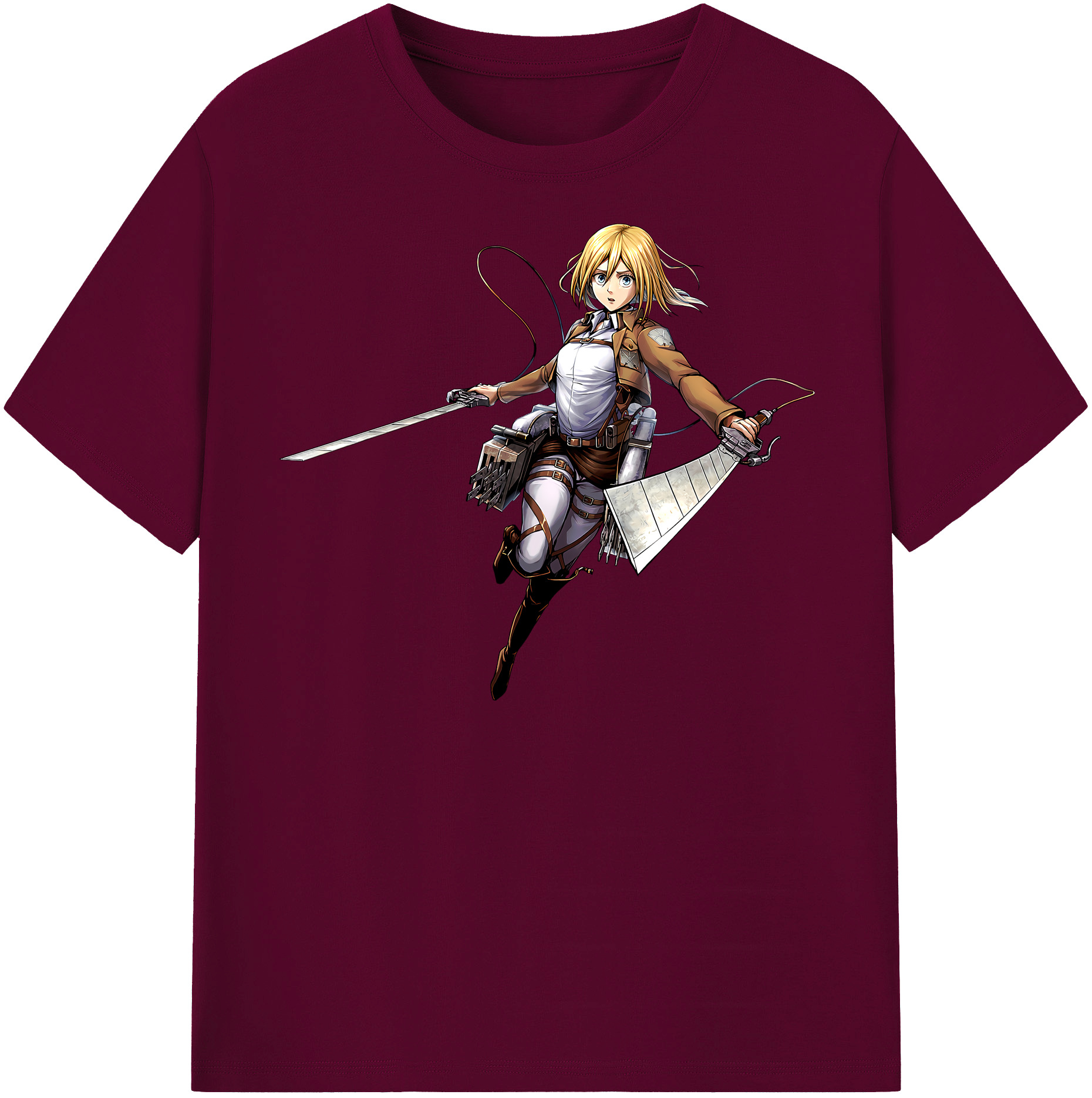 （画像用） 進撃の巨人 クリスタ·レンズ Attack on Titan Christa Lenz レディースカジュアルプリントTシャツ（綿100％）